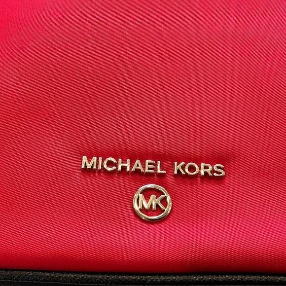 MICHAEL KORS Crossbody Jet Set Nylon Leather Trim Red NWOT - Picture 4 of 13